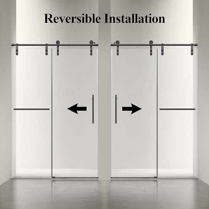 46-48" W x 76" H Frameless Sliding Shower Door, Safety Bathroom Single Sliding Glass Doors with 5/16" (8mm) SGCC Tempered Glass, Stainless Steel Towel Rail and Auxiliary Handle, Matte Black