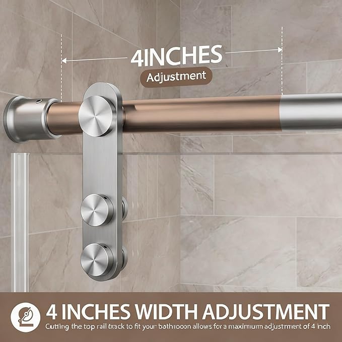 56-60" W x 75" H Frameless Shower Door, Sliding Shower Glass Door with 5/16"(8mm) Tempered Glass, Shower Doors for Walk in Shower with Explosion-Proof Film, Easy to Clean, Bruhed Nickel