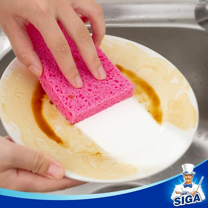 MR.SIGA Scrub Sponges, Non-Scratch Sponges for Dishes, Kitchen Sponge Dish Scrubber, 12 Pack