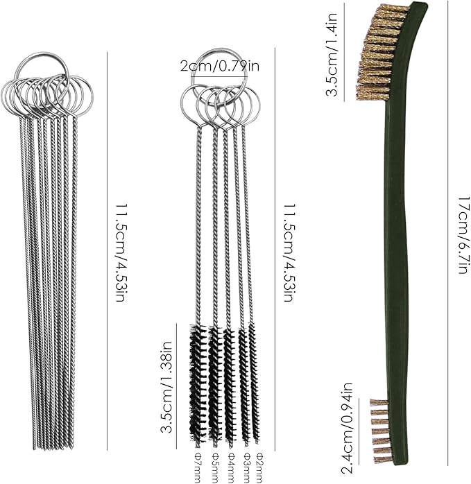 Wire Brush Set for Car Detailing - 9 PCS Cleaning Kit with 3 Brass, 3 Steel, 3 Nylon Brushes