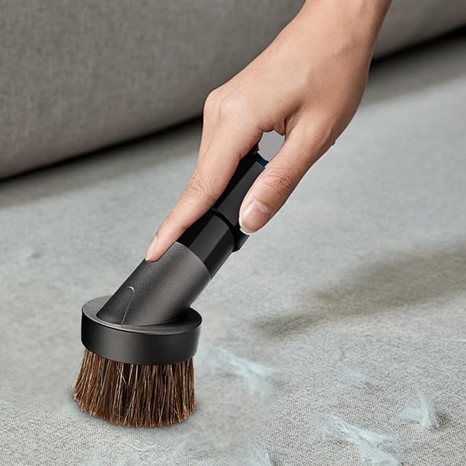 Round Soft Horse Hair Vacuum Brush Attachment For Shark Vacuum Brush Attachment With 1-1/4" to 1-3/8" Hose Adapter, Vacuum Attachments & Brushes For Shark Vacuum Attachments, Deep Car Upholstery & Nar