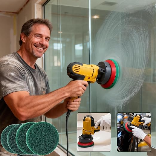 20 PCS 4 Inch 240 Grit Hoop and Loop Scrubber Scouring Pads Drill Scuffing Disc Flocking Scuff Pads, Conditioning Discs Polishing Pads for Furniture Automotive Cleaning, Rust Removal