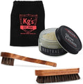 Kg's Shoe Shine Kit Includes Polish, Horsehair Brush, Applicator, and Storage Bag