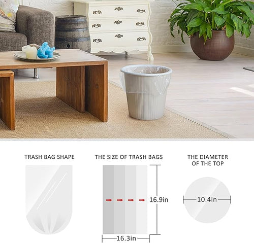 1.2 Gallon 330 Counts Small Trash Bags Garbage Bags by Teivio, Bathroom Trash Can Bin Liners, Small Plastic Bags for home office kitchen (Clear)