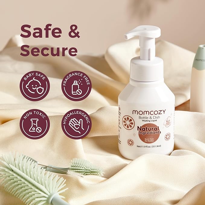 Momcozy Bottle Brush Cleaning Fluid, Powerful Cleaning with Natural Foam, Suitable for Momcozy Press Foaming Clean Bottle Brush Set, 11.9 Ounces