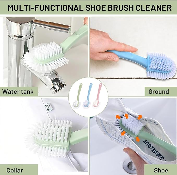 Scrub Brush for Shoes & Sneakers - Double Sided Cleaning Brush, 3 Color Pack