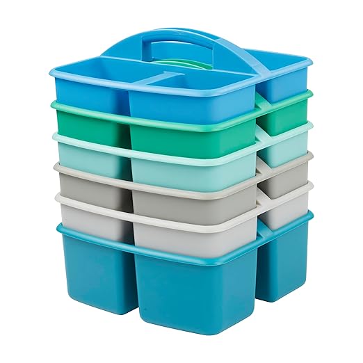 ECR4Kids 3-Compartment Storage Caddy, Storage Organizer, Contemporary, 6-Pack