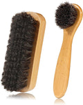 Shoe Brush, 2 Pcs Horsehair Shoe Brush Shoe Cleaning Brush Boot Brush for Leather, Shoe Brushes Shoe Shine Brush Brush Shoe Polish Brush for Cleaning and Care Leather Shoes Clean Dauber Applicators