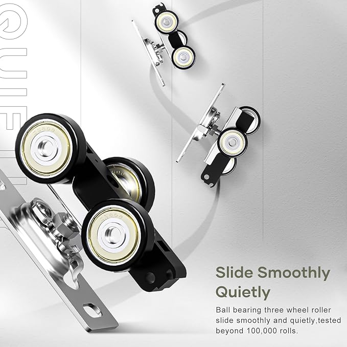 EaseLife 10FT/120in Bypass Double Sliding Pocket Door Hardware Kit,Commercial Grade,Aluminum,Bypassing Wardrobe Closet Door Track for 4 Door System,Slide Smoothly Quietly,Easy Install,No Doors