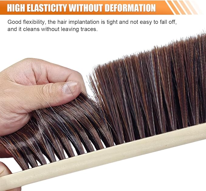 Wooden Auto Interior Dust Brush, Long Handle Car Detailing Brush, Multipurpose Automotive Soft Duster for Dashboard, Workshop, Air Vent, Skylight (Grey)