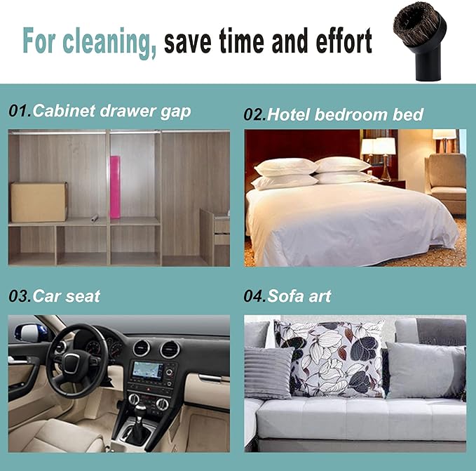 RDEXP Round Dust Brush 25mm Horse Hair 1.25" Vacuum Attachment Replacement,Perfect for Vacuuming Sofas and Baseboards,Use a Rubber Will Help It Fit Better