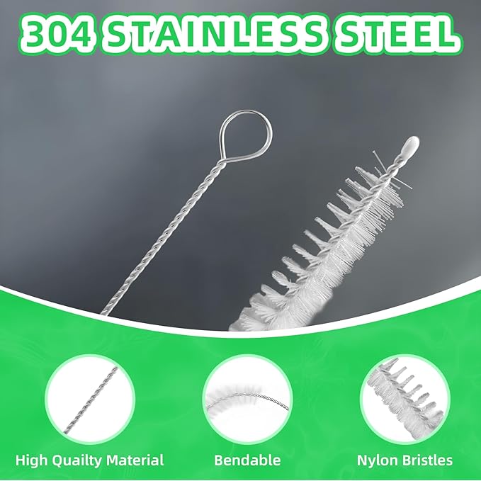 Cleaning Brushes for Reusable Drinking Straws, Set of 5, Long Wire Handle, Bottle and Straw Cleaner for Stanley Mug, Sippy Cup, Water Bottle and Tubes, Reusable and Flexible