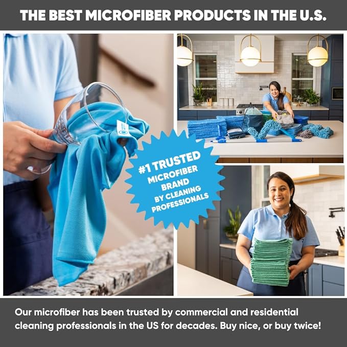 Blue Microfiber Shop Towels | MWipes Reusable Shop Rags | 50 Rags in a Box (400 Count) | Super Absorbent, Machine Washable Hundreds of Times | Automotive, Paint, Industrial, Detailing