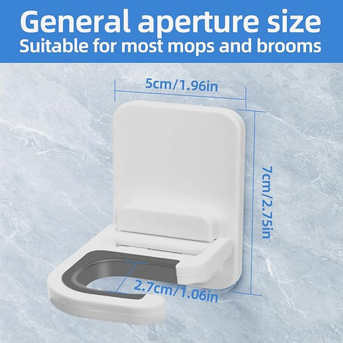1 Pack Broom and Mop Holder Wall Mount No Drill，Mop and Broom Gripper，Broom Handle Hanger，Household Cleaning Organizer, Holds up to 6 lb