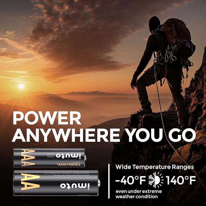imuto Rechargeable 4 AAA and 4 AA Batteries Lithium with Charger,8 Pack 1.5 V Triple A Double A Batteries Rechargeable, Long Lasting Lithium Battery with Integrated Charging Storage Box