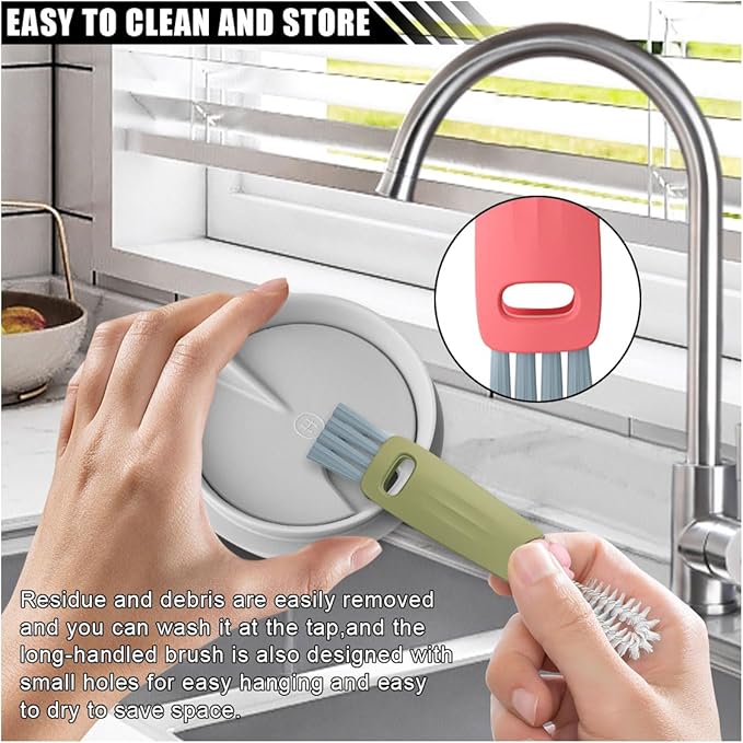 3 in 1 Cup Lid Cleaning Brush Set for Bottle Gap Tight Spaces Cup - Multifunctional Cleaning Brush Portable Crevice Cleaning Tools - Cup Mouth Scrubber Cup Lid Cleaner with Flower Design (3PCS)