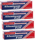 12" x 1000" (4 Pack) Standard Aluminum Foil Roll - Food Service Aluminum Roll - Commercial Grade Disposable Foil Roll for Food Service Industry and Home Use