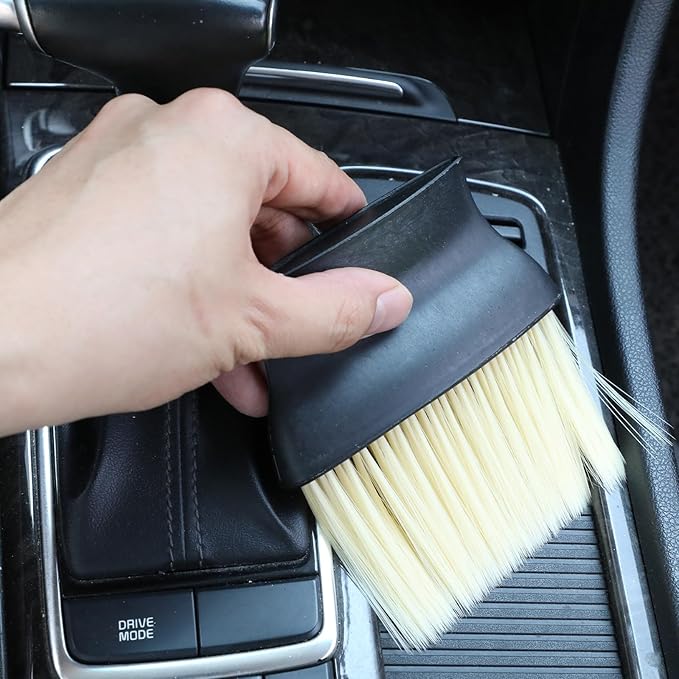 4 Pcs Car Interior Cleaning Brush Automotive Interior Dusting Brush Soft Bristle Detailing Brushes Car Vent Cleaner for Dashboard, Vents, Leather & Keyboards (Yellow)