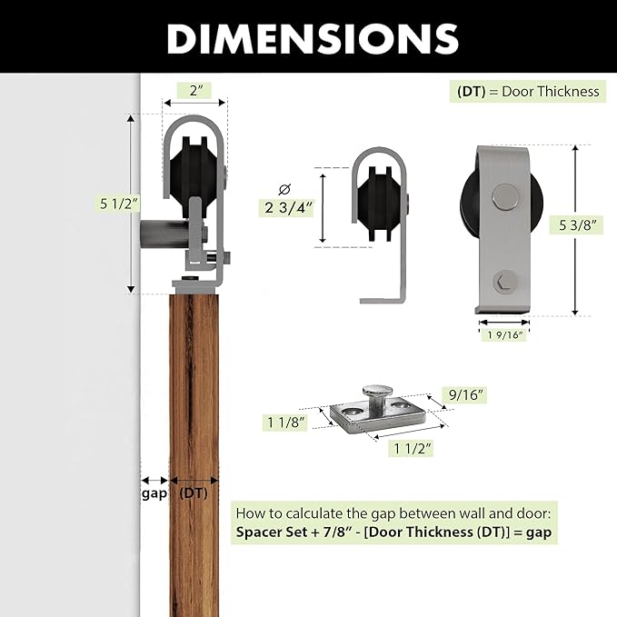 Homacer 60in Brushed Nickel Top Mount Bi-Folding Sliding Barn Door Hardware Kit for 2 Doors,Heavy Duty, Quietly,Easy to Install (Door Not Included)