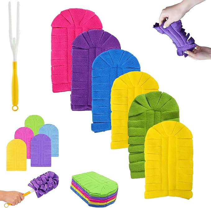 360° Electrostatic Duster Refills, Reusable & Washable Pads for Hand Duster, Sustainable Dust Removal Kit for Home, Office & Car – Dry & Wet Use, High-Adsorption Microfiber (6 PCS)