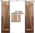 TSMST 4FT Sliding Barn Door Hardware Kit, Top Mount Stainless Steel Heavy Duty Sturdy Barn Door Track for Double Wood Door, Slide Smoothly Quietly (Y Style)