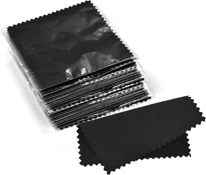 SEVENWELL 50pcs Jewelry Cleaning Cloth Pink Polishing Cloth for Sterling Silver Gold Platinum Small Polish Cloth 8x8cm