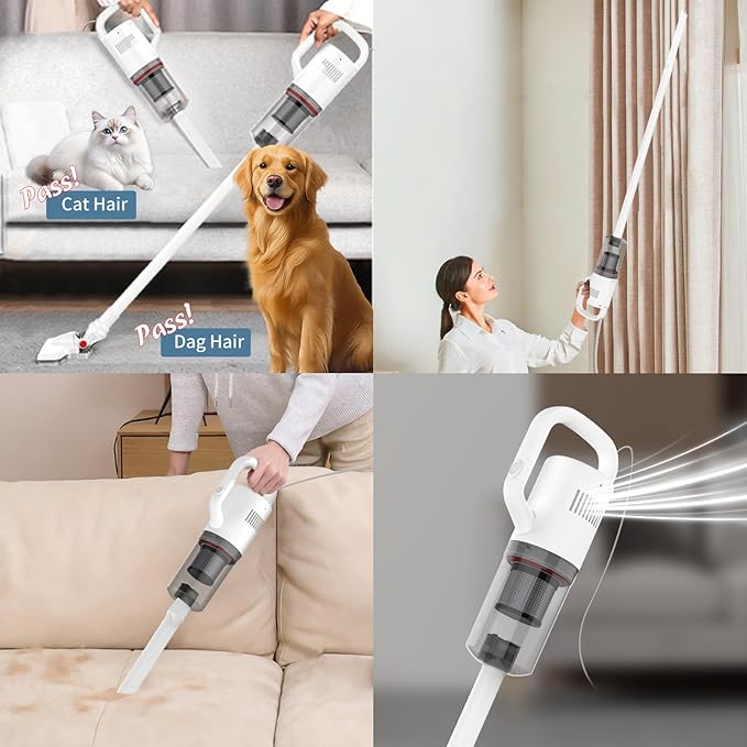 Stick Vacuum Cleaner, Corded Handheld Vacuum Cleaner Mini Electric Broom for Pet Hair Hardwood Floor Cat Litter Carpet Cleaning (16ft-Cord)