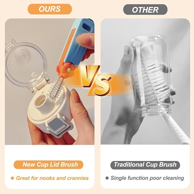 3 in 1 Cup Lid Gap Cleaning Brush Set, Bottle Cleaning Brush Multifunctional Bottle Cleaner Brush Home Kitchen Cleaning Tools, 6PCS