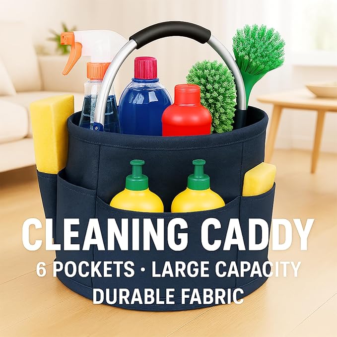17L (5 Gal) Foldable Cleaning Caddy with Handle - Portable Supply & Tool Organizer | Organizador de Limpieza para Accesorios (Blue)