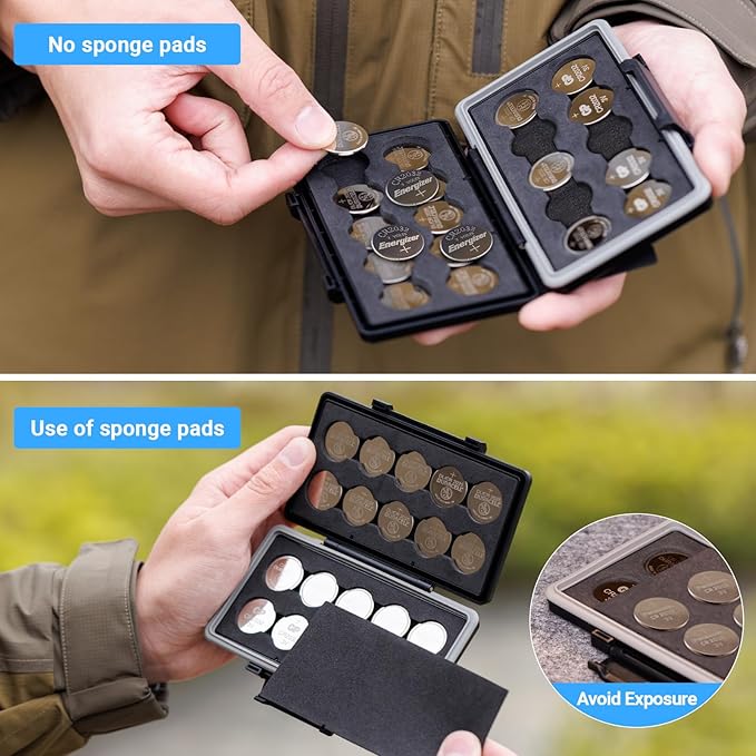 JJC CR2032 CR2025 Battery Case Holder Storage,Water-Resistant Anti-Shock, Coin Cell Battery Case for 20x CR2032 CR2025 CR2045 CR2016, CR2032 Button Round Battery Holder Case, Battery Not Included