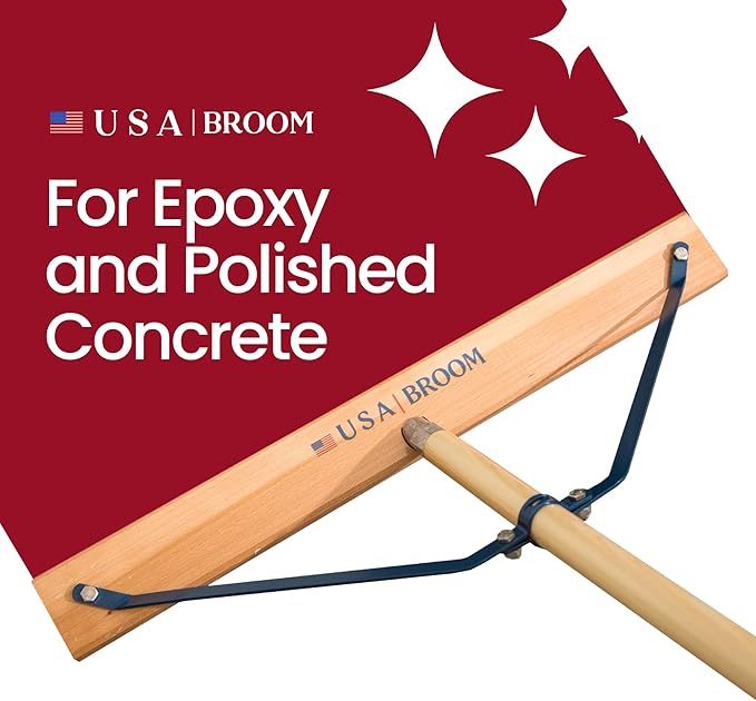 36" Soft/Fine Sweep Indoor Push Broom with 60" Handle. Ideal for Epoxy & Polished Floors. Durable American Made Steel Brackets-All Stainless Steel Hardware. No Plastic. 100% USA Made