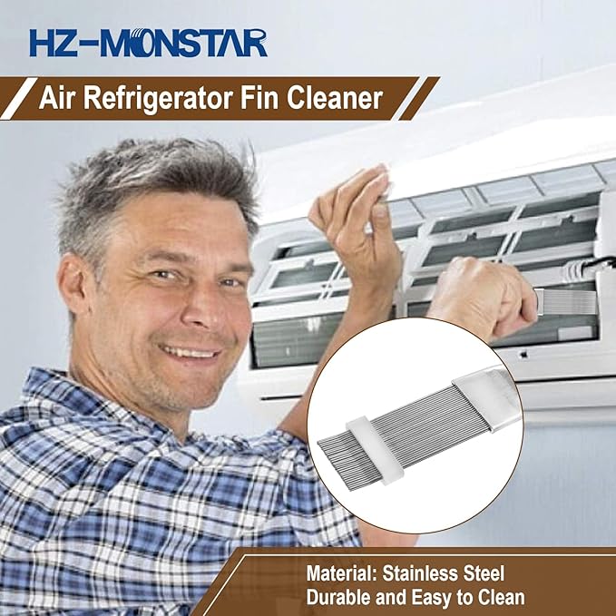 4 Pcs Air Conditioner Condenser Fin Cleaning Brush, Coil Condenser Brush AC Fin Comb, Stainless Steel Air Refrigerator Fin Cleaner Whisk Brush Evaporator Radiator Repair Tool, AC Coil Cleaner Brush