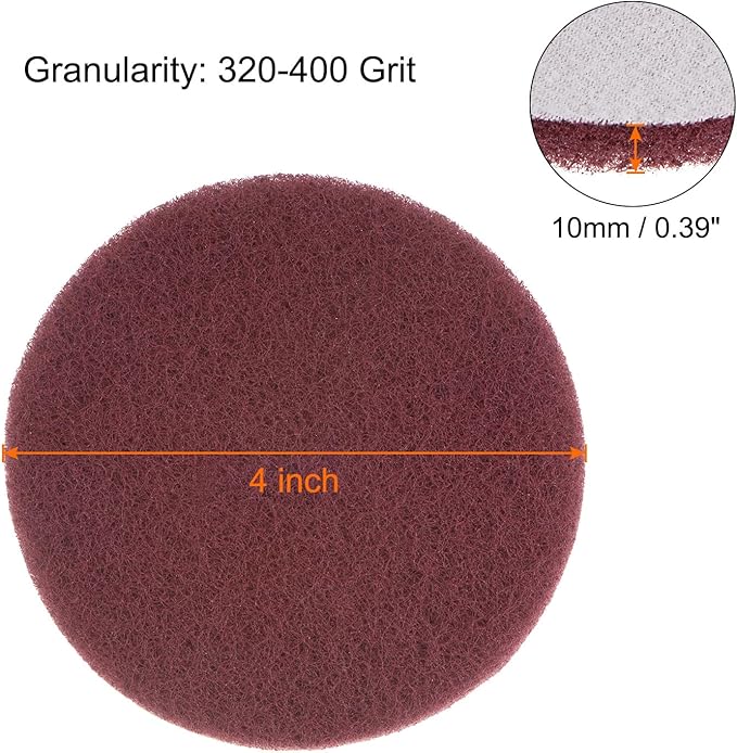 HARFINGTON 8pcs Drill Power Brush 4 Inch Tile Scrubber Scouring Pads 320-400 Grit for Bathroom Kitchen Household Cleaning