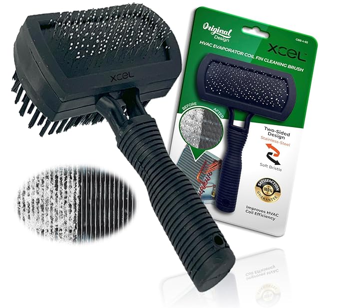 XCEL AC Coil Cleaning Brush & Fin Cleaner Comb – Double-Sided Air Conditioner Coil Brush for Evaporator & Condenser, Stainless Steel Pins, Safe for AC Fins, Heavy Duty HVAC Coil Cleaner Tool