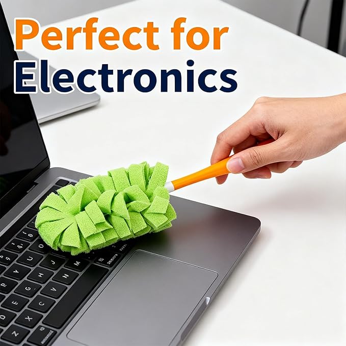 360° Electrostatic Duster Refills, The Sustainable Choice for a Dust-Free Home, Washable Reusable, for Cleaning Electronics Blinds Furniture Car Cleaner (1 Handle + 3 Refills)