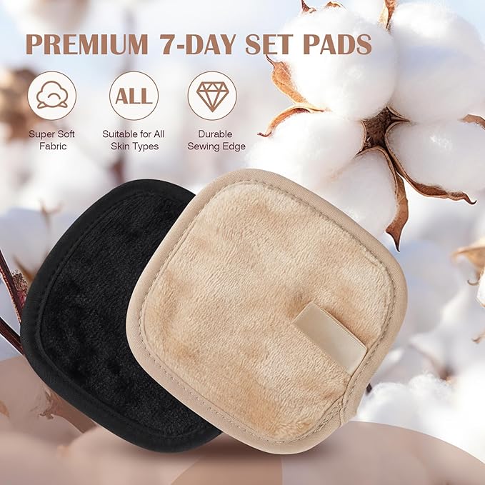 Orighty Makeup Remover Cloths 7-Day Set, Premium & Reusable Makeup Remover Pads, Erase Make-up With Just Water, Make-up Set For Eyes, Lips, Foundation and more, Ideal Choice For Women (Neutrals)