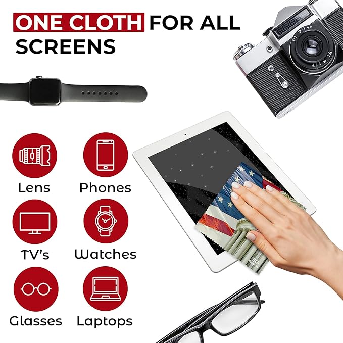 Microfiber Cleaning Cloth for Glasses - Eyeglass Cleaning Cloth - Lens Cleaning Cloth - Microfiber Glasses Cleaning Cloth for Phone, Screens, Camera Lens Cleaner - 6 pcs