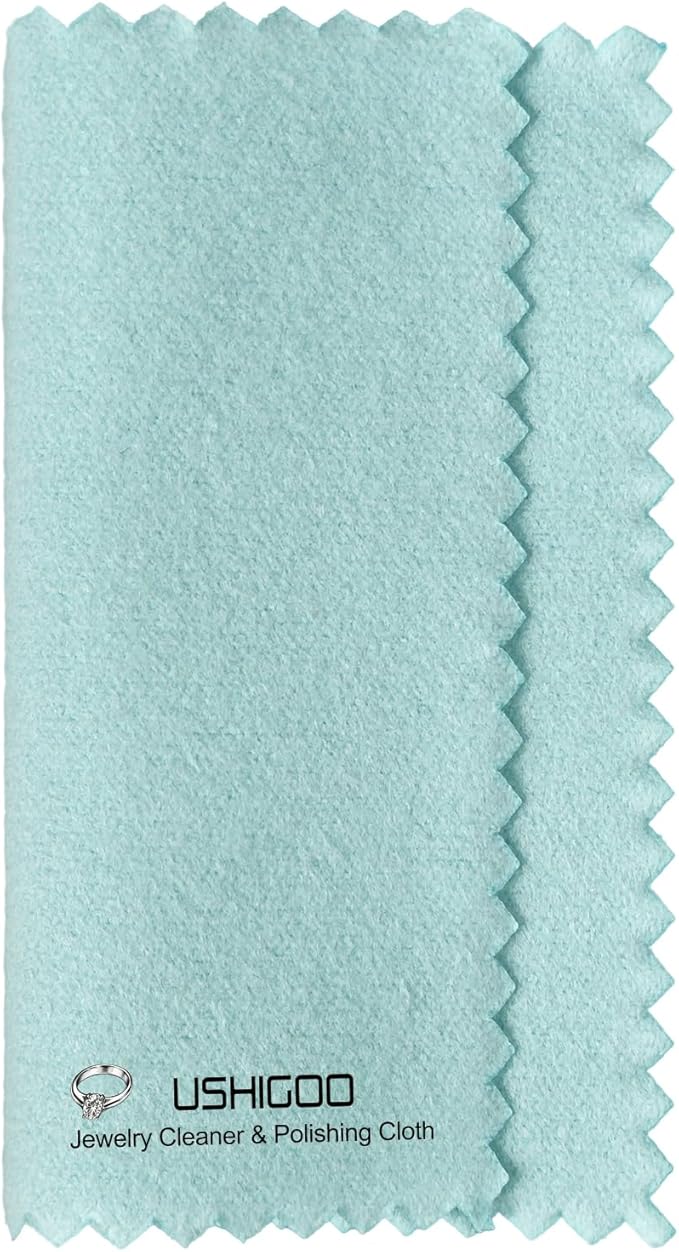 50pcs Jewelry Cleaning & Polishing Cloth for Silver,Gold,Platinum,Easy to Carry,Wipe and Care.Pre-Treated Ultrasoft Fabric with Tarnish Remover Jewelry Cleaner(3x3 Aqua Blue)
