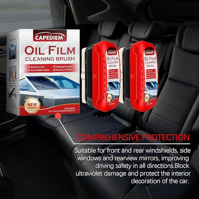 CAPEDIEM 2026 NEW Automotive Oil Film Cleaning Brush for Car Windows,Glass Cleaning Board, Suitable for Windshield Glass Oil Film Remover, Car Windshield Cleaner (whith)