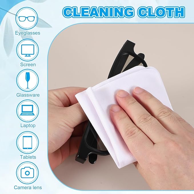 PATIKIL Glasses Cleaning Cloth 7.9" x 7.9", 6 Pcs Microfiber Eyeglasses Cleaner Cloths Soft Suede Wipe Screen for Camera Len Eyeglass Screens Phones Smart Devices, White