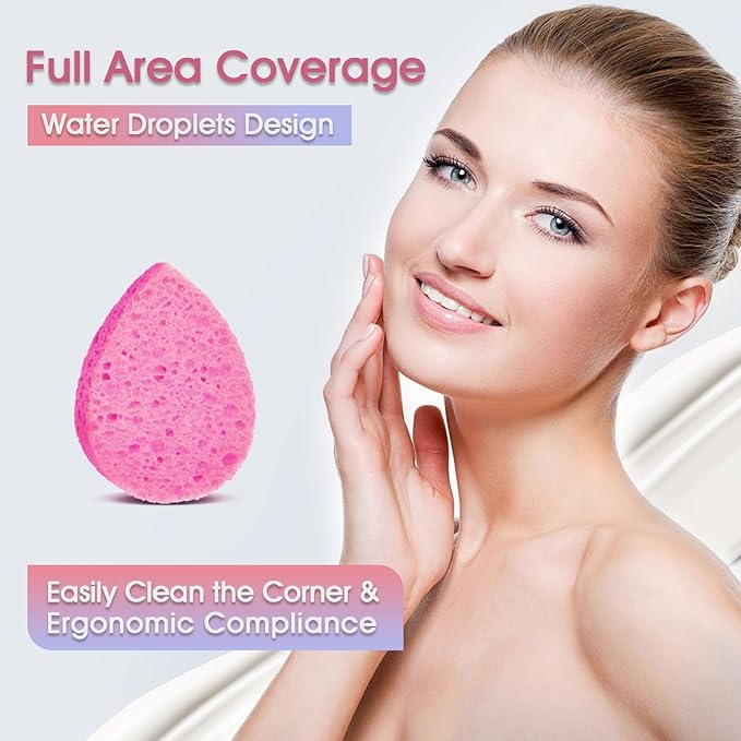 ORIGHTY 96 Count Facial Sponges for Cleansing, 100% Natural Cellulose Facial Sponges for Washing face, Compressed Cosmetic Spa Face Sponge for Exfoliating Mask, Makeup Removal, Pink