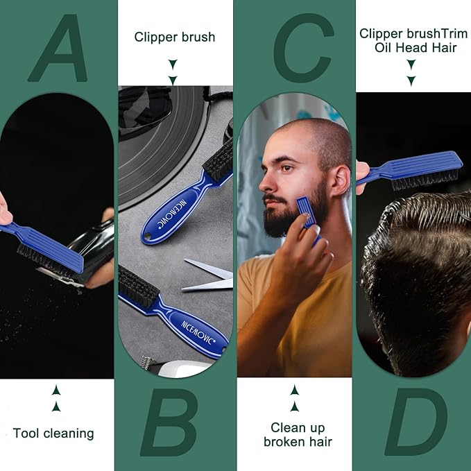 NICEMOVIC 10 Pcs Barber Clipper Cleaning Brush Set, Mini Duster, Nylon Manicure Brush, Hair Styling Tool (Blue)
