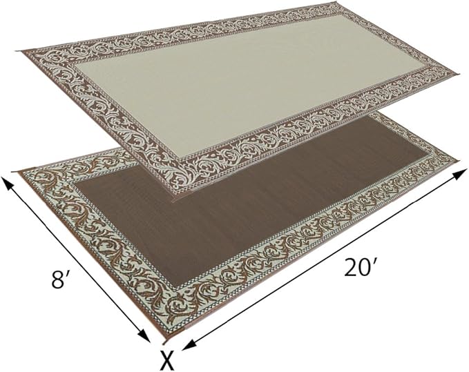 Stylish Camping RC7 Brown/Beige 8' x 20' Classical Mat, 1 Pack