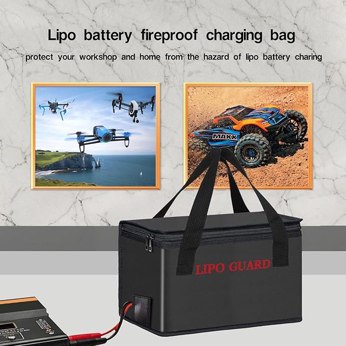 Lipo Battery Safe Bag Large Capatity Fireproof Bag for Ebike Lipo Battery Other Batteries Storage Charging Transport Home Office Travel Safe Storage Pouch
