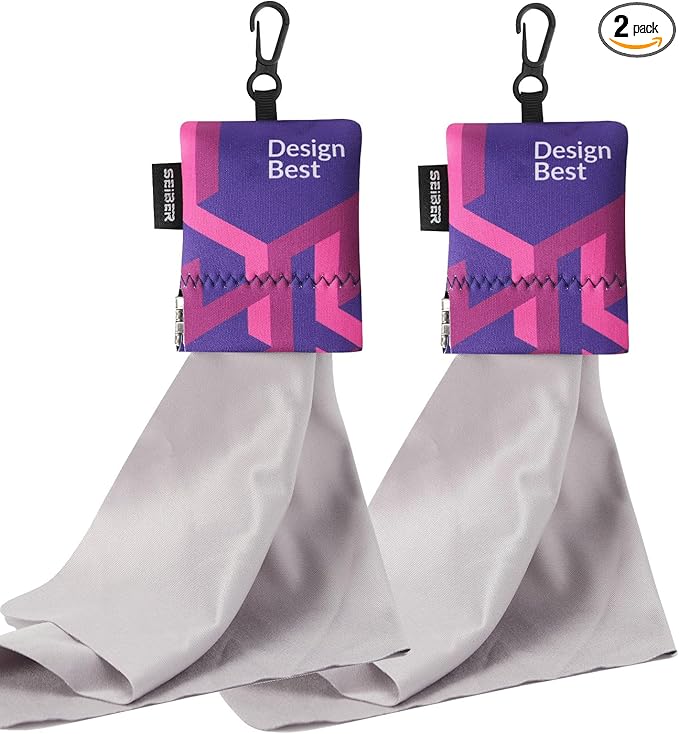 SEIBER Eyeglass Cleaning Microfiber Cloth,7 x 7 inch Glasses Cloth for Sunglasses,Laptops, Cameras,Screen- with Neoprene Pouch,Self-Closing Bottom(2PCS,Purple)