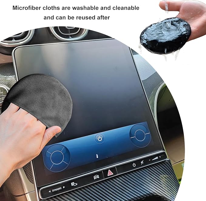 Car Screen Cleaner, Soft Microfiber Cloth Touch Screen Wipe Round Cleaning Tool, Reusable Scratch-Free Cleaning Pads for Vehicle Dashboard LCD Display Laptop Tablet
