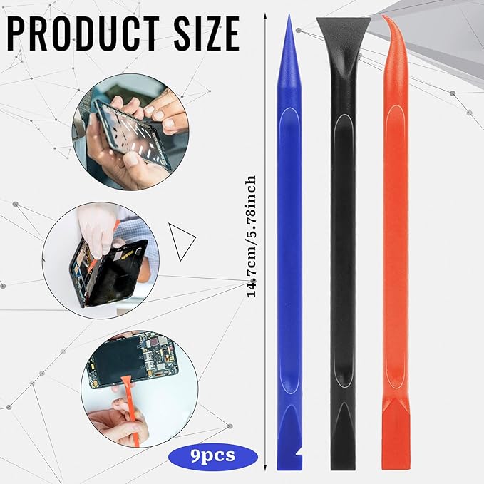 9 PCS Plastic Scrapers Tool for Tight Spaces Non Scratch Label Scrapers Kitchen Scraper Crevice Cleaning Tool Multi-purpose Pen-Shaped Car Detailing Scraper Tools for Remove Stickers Labels Oil Stains