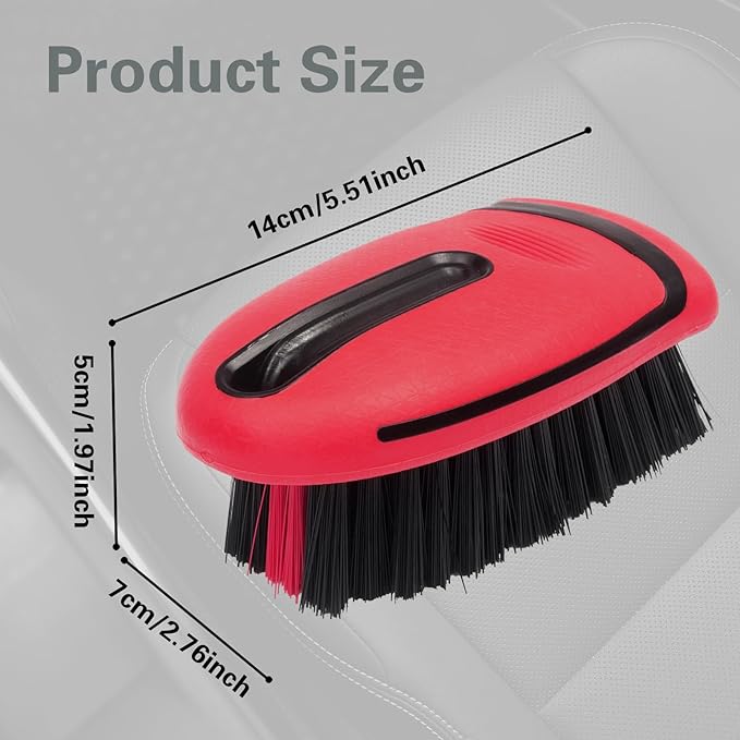Carpet and Upholstery Cleaning Brush,Carpet Scrubber Stiff Bristle Detailing Scrub Brushes,Interior Leather Brush for Car and Home (Red)