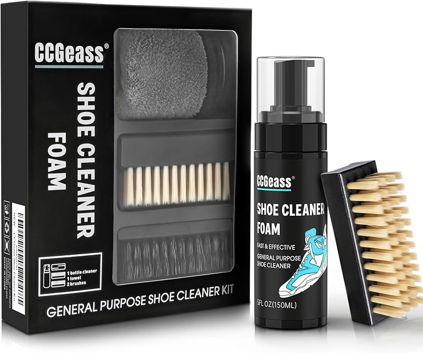 Shoe Cleaner Kit Sneaker Cleaner, Deep Clean yet Gentle Pro Concentrated Foam Formula with 2 Brush & Microfiber Towel, Safe Shoe Care Set for white shoe, Suede, Leather, Canvas, Mesh & More