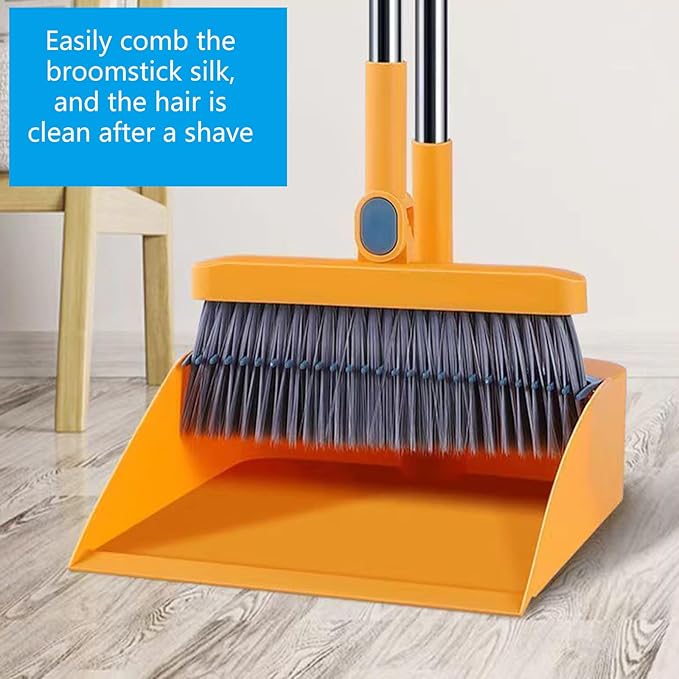 Space Saving Folding Broom and Dustpan Set with Adjustable Length for in Various Indoor Environment Hotel